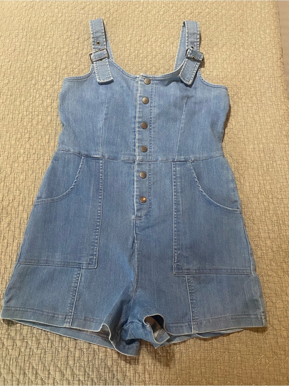 Denim Shortalls with Adjustable Straps